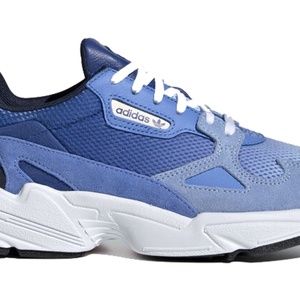 Brand new, unworn Adidas Falcon Triple Blue sneakers, size 8.5